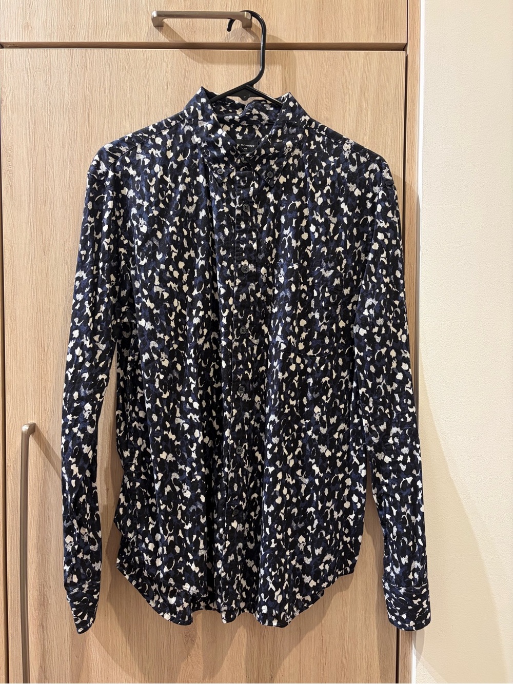 Club Monaco Blue Cheetah Printed Button-Down Shirt